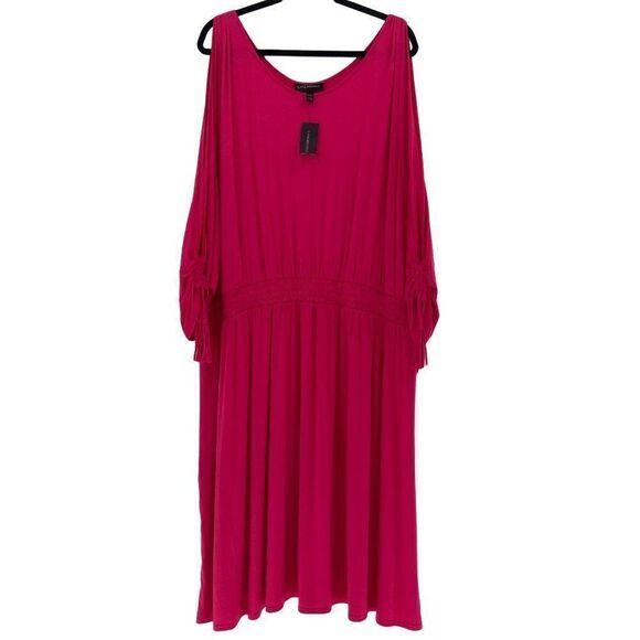 Lane Bryant Split Sleeve Midi Dress Pink Size 26/28 NWT - Picture 2 of 11